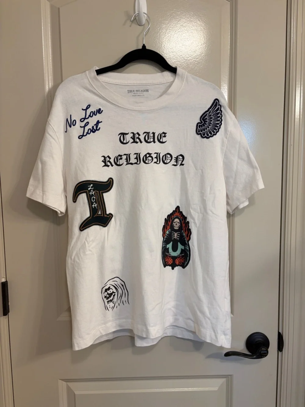 True Religion Men's Cotton T-Shirt with Patch Embroidery